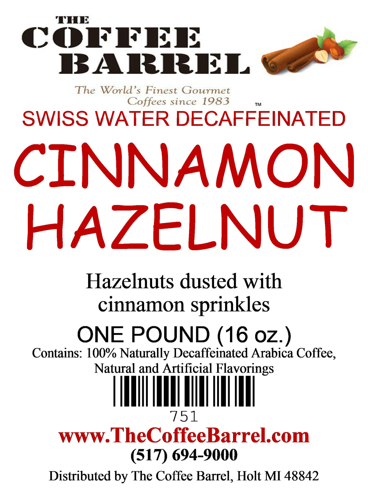 Cinnamon Hazelnut- Decaffeinated