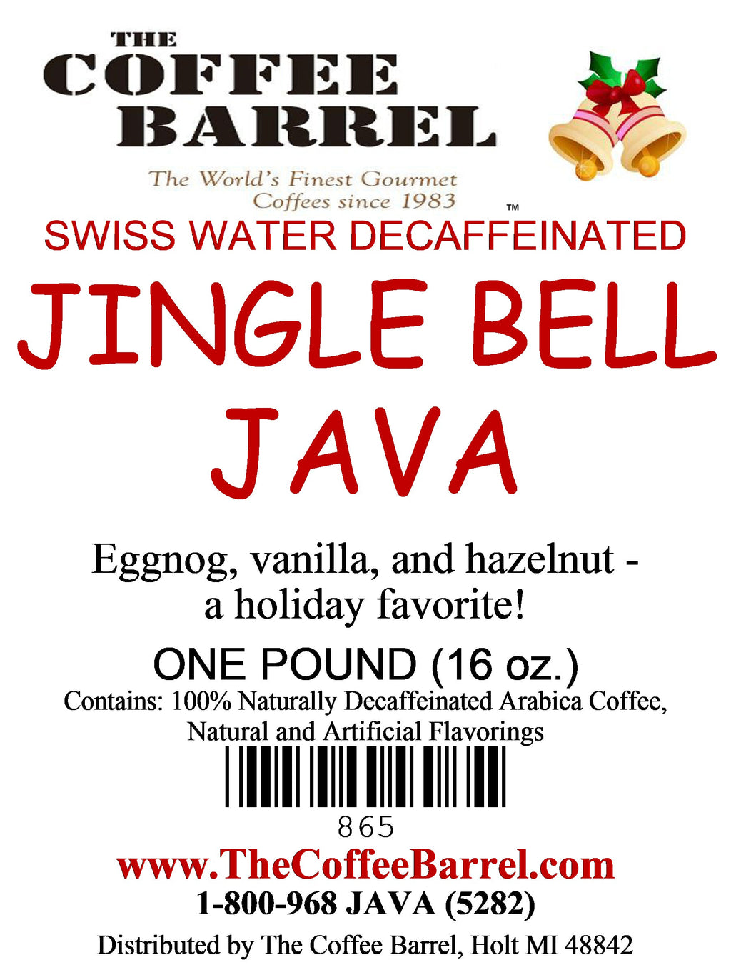 Jingle Bell Java- Decaffeinated – Thecoffeebarrel